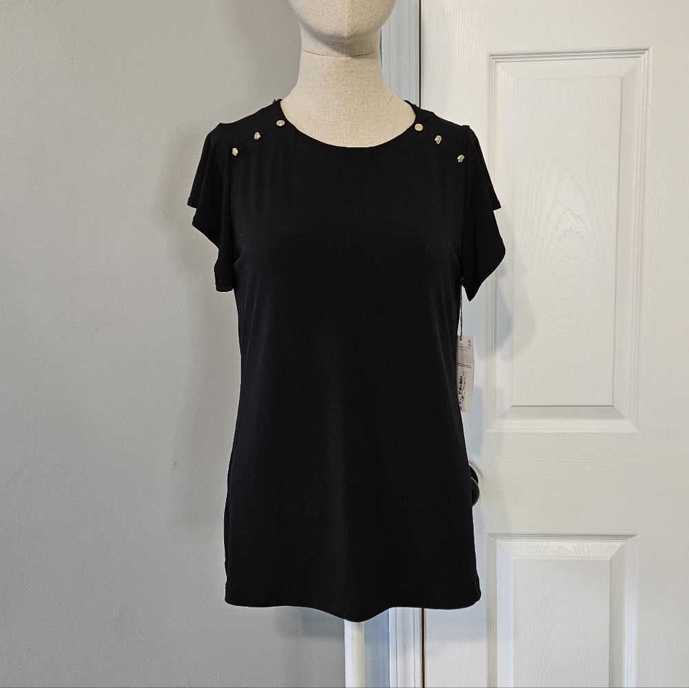 NWT Liz Claiborne Elegant Black Short Sleeve Tee